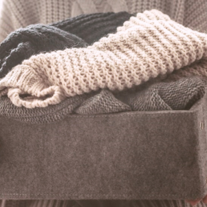 Folded knitwear prepared for careful off-season storage