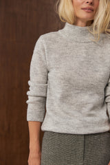 Alpaca Mohair Wool Sweater with Stand Collar