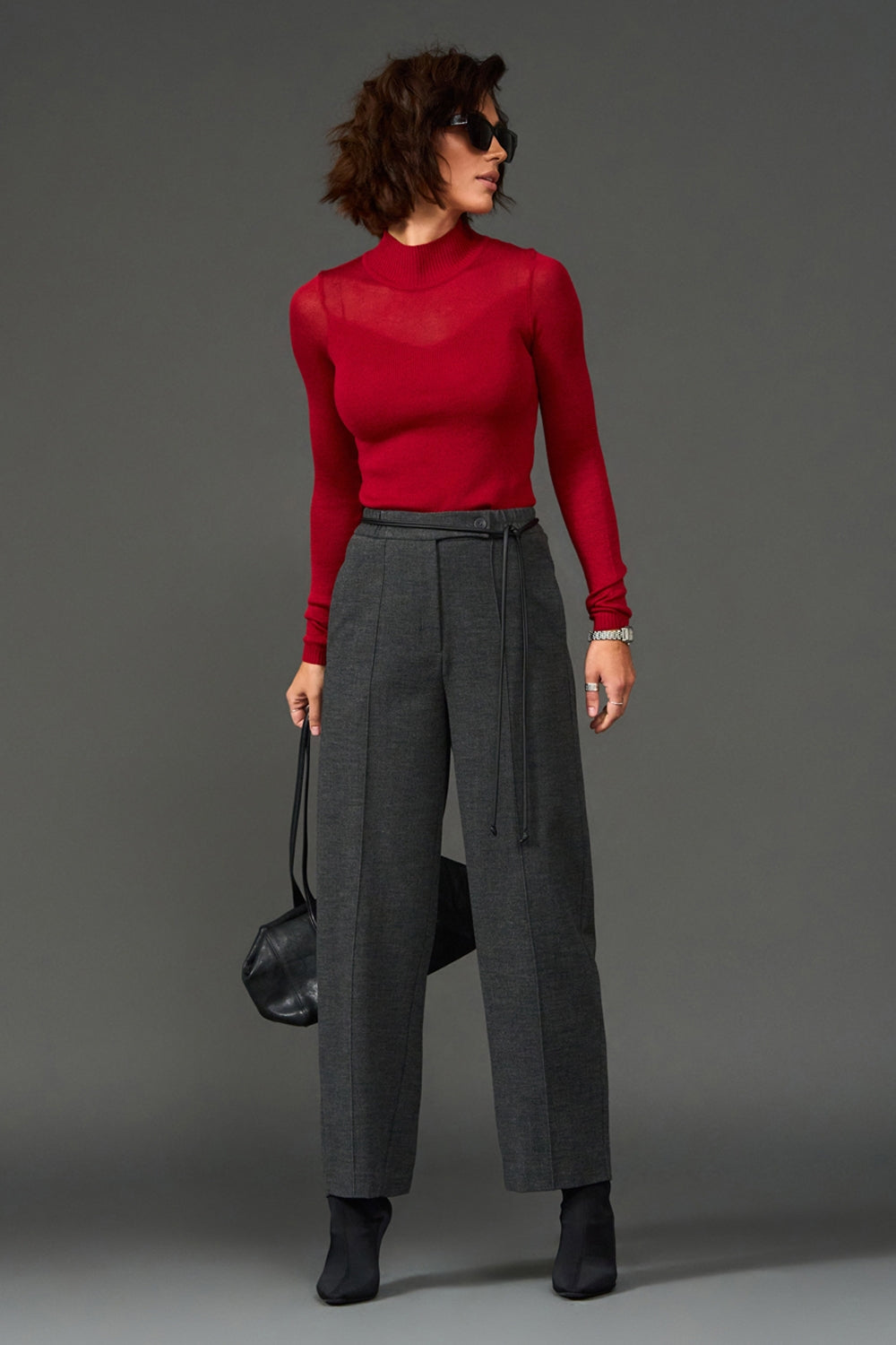Alpaca Wool Straight-Leg Pants