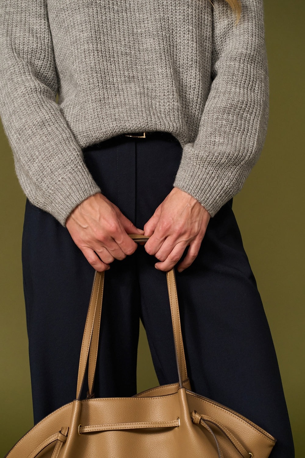 Relaxed alpaca wool pullover with smooth knit construction