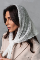 Soft Mohair Knit Headscarf, Ivory