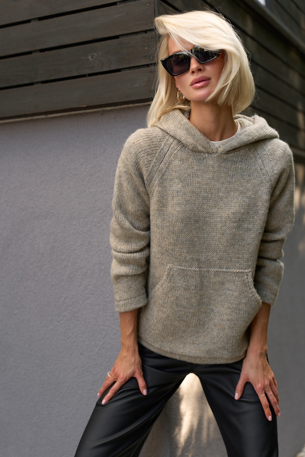 Women’s Baby Alpaca Wool Knit Raglan Hoodie