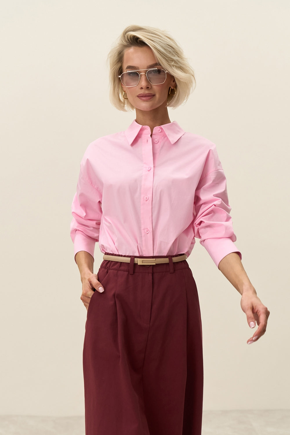 Women’s Cotton Oversized Shirt, Drop Shoulder Fit