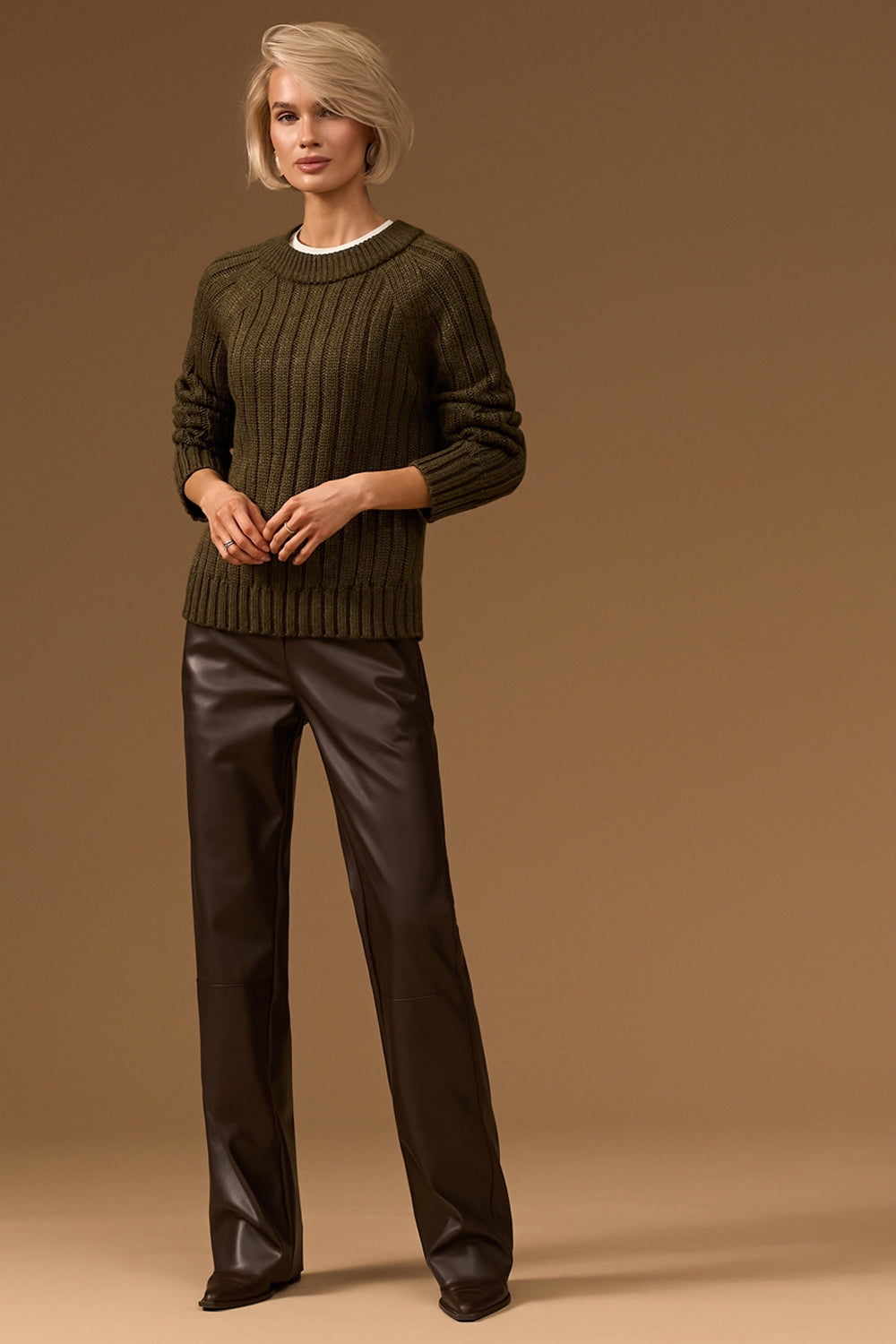 Women’s Wool Ribbed Knit Raglan Sweater