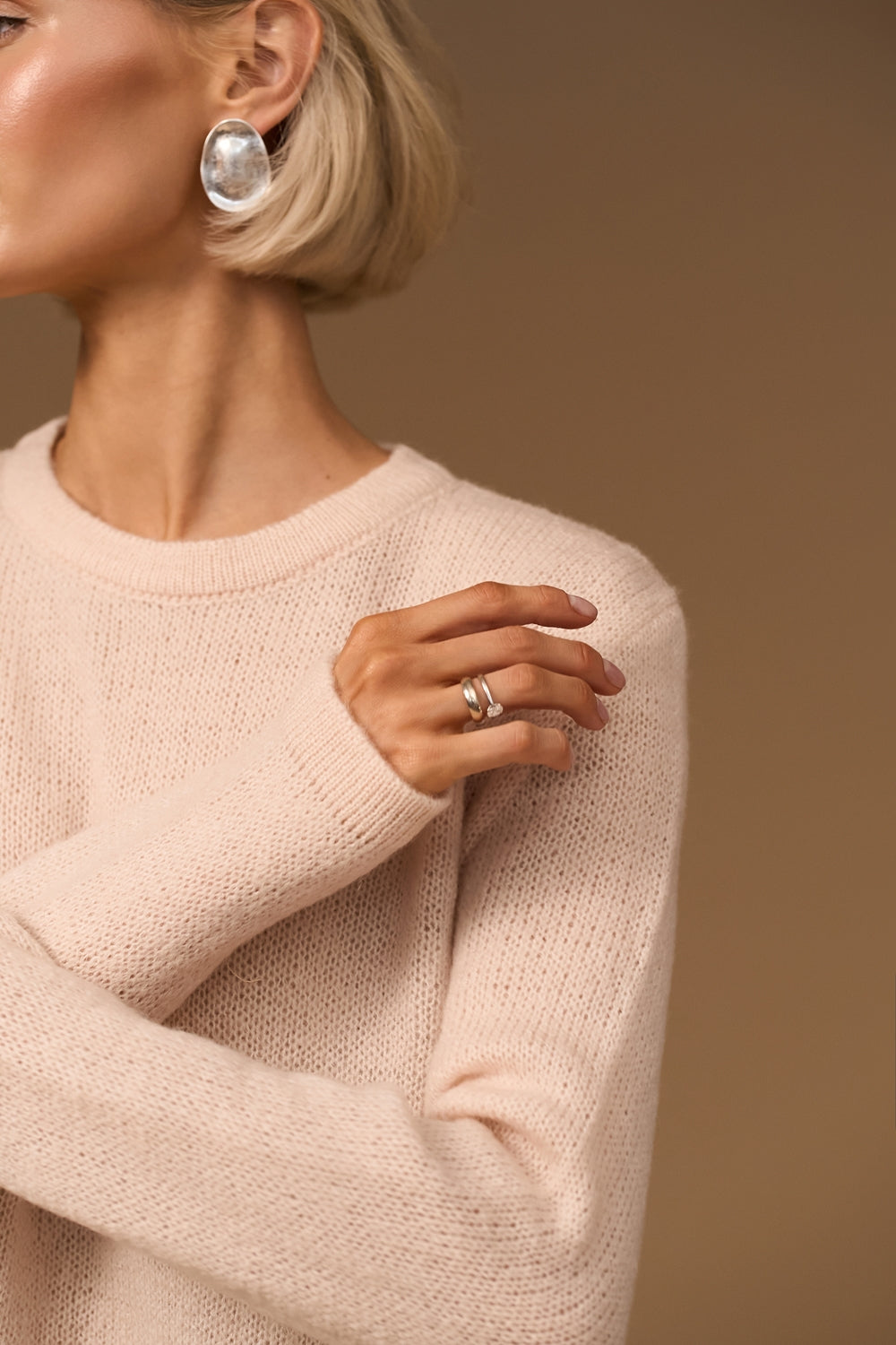 Women’s Baby Alpaca Wool Semi Sheer Crew Neck Sweater