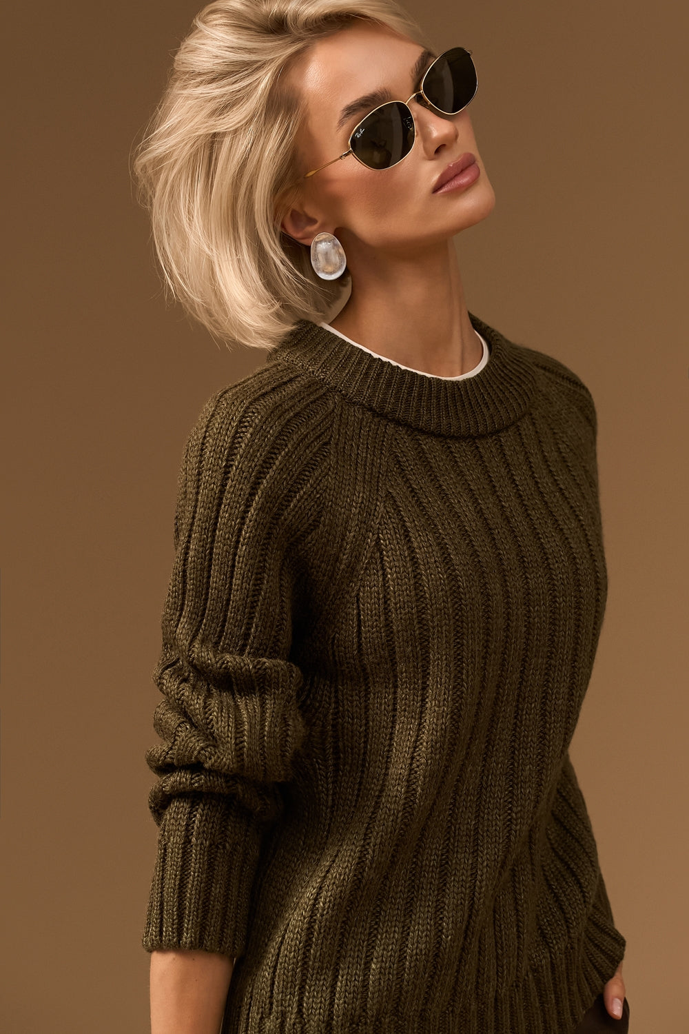 Women’s Wool Ribbed Knit Raglan Sweater