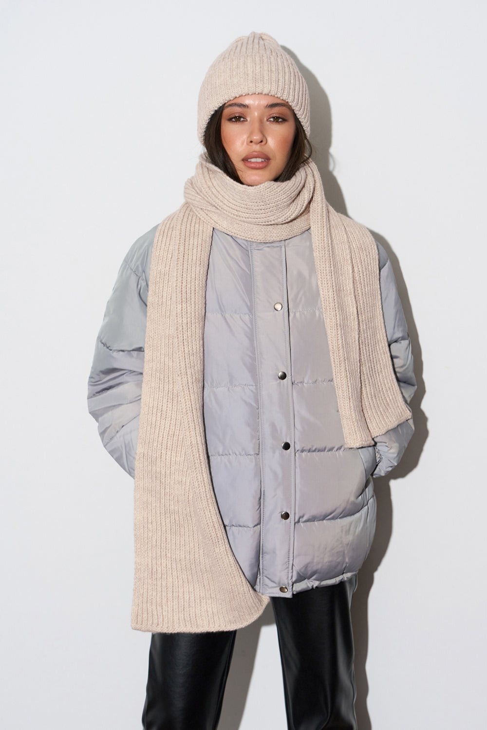 Women’s Wool Ribbed Knit Long Scarf