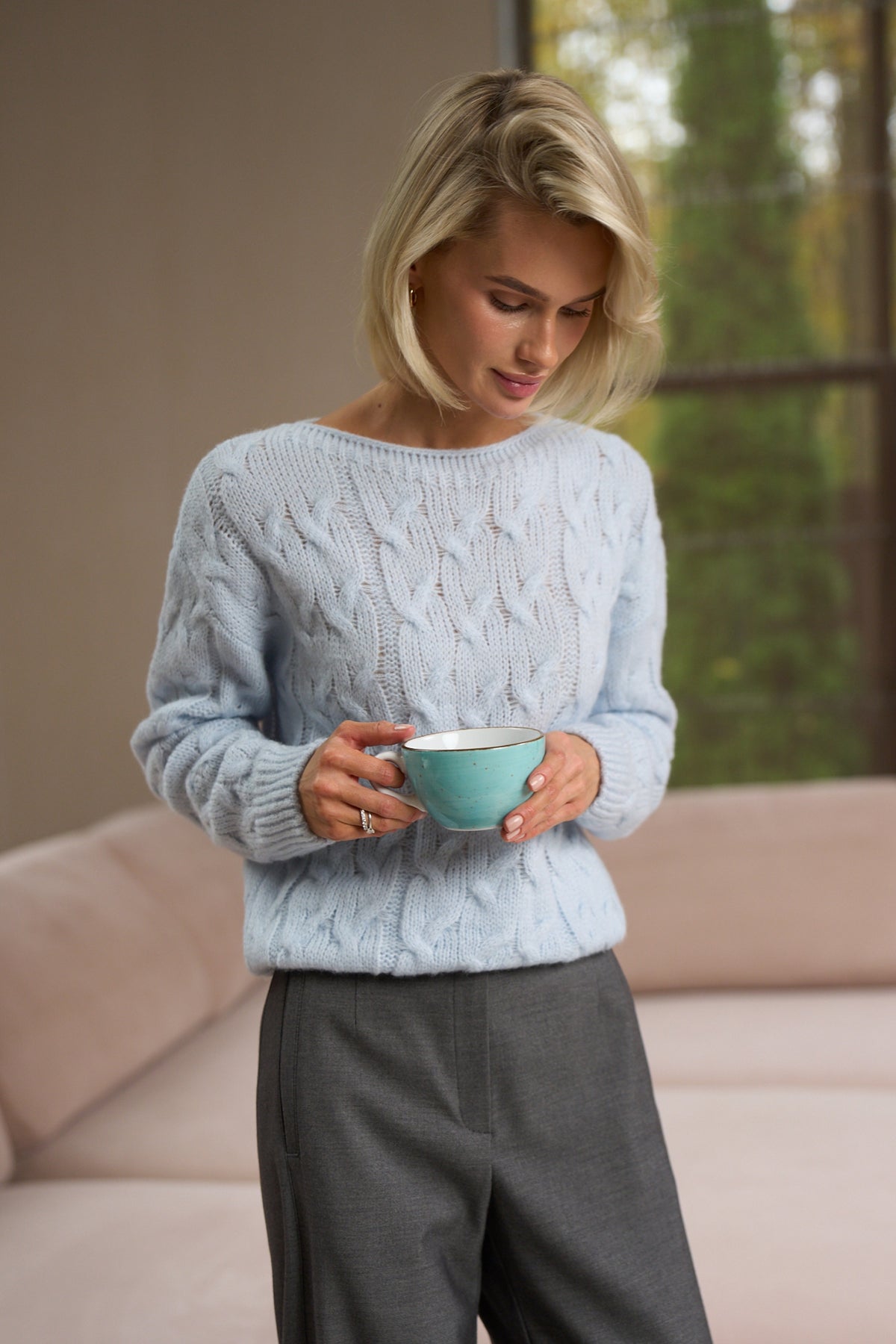 Women’s Baby Alpaca Wool Cable Knit Boat Neck Sweater