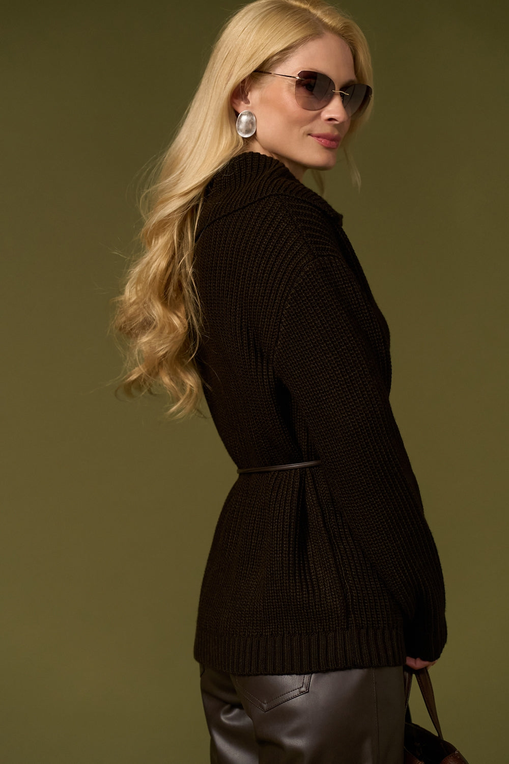 Button front wool cardigan for cold-weather layering