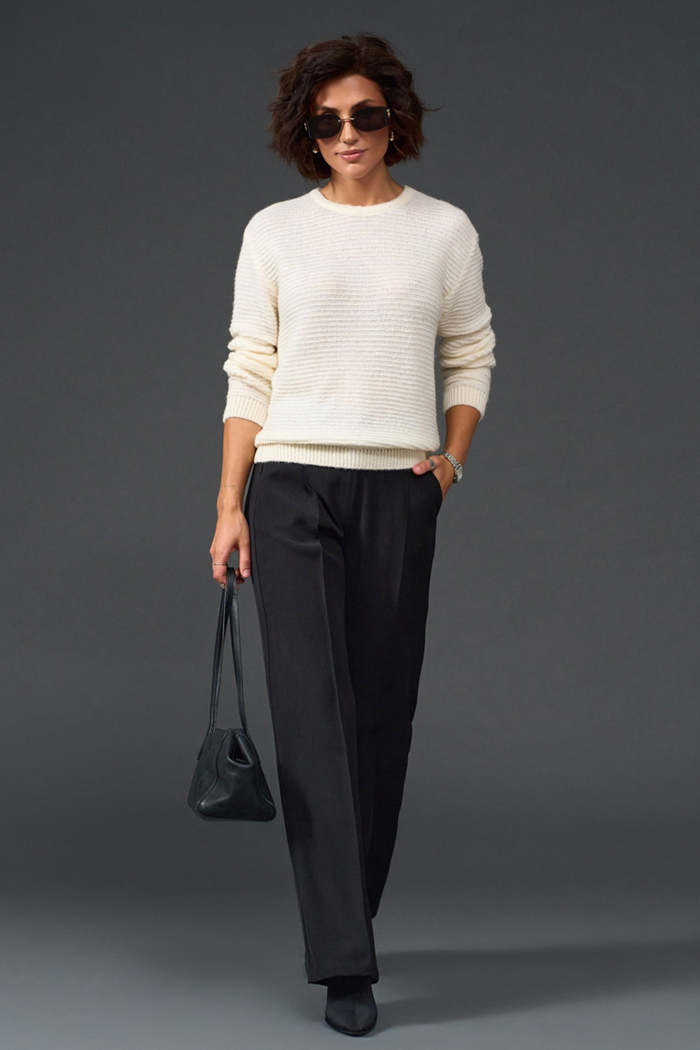 Baby Alpaca Merino Wool Textured Knit Sweater