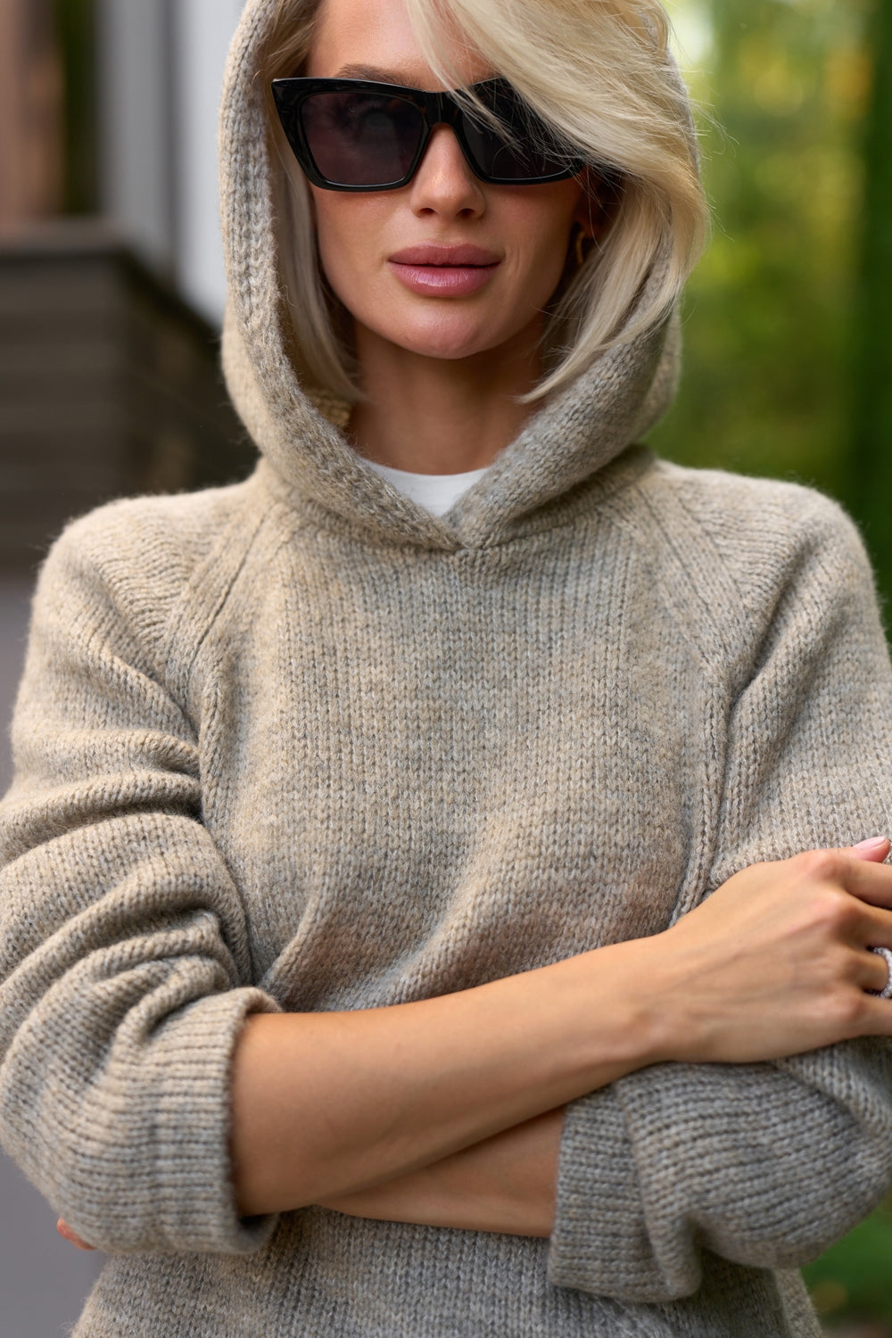 Women’s Baby Alpaca Wool Knit Raglan Hoodie
