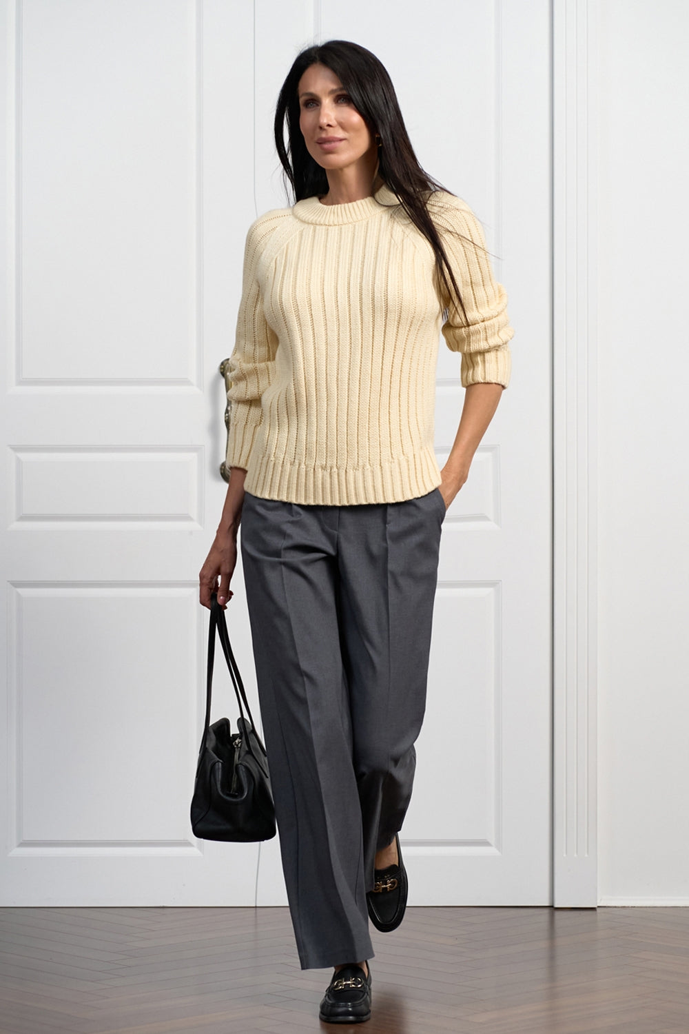 Women’s Wool Ribbed Knit Raglan Sweater