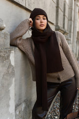 Women’s Wool Ribbed Knit Long Scarf