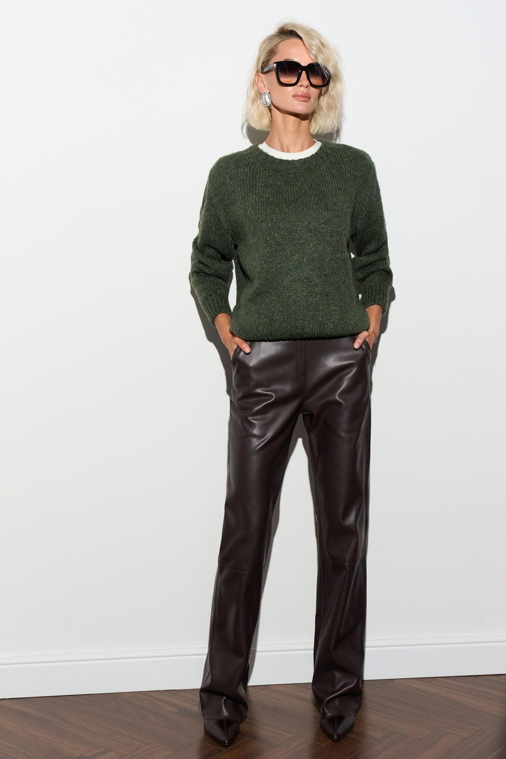 Women’s Wool Kid Mohair Semi Sheer Crew Neck Sweater