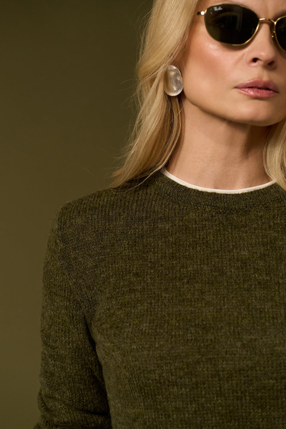 Women’s Baby Alpaca Wool Semi Sheer Crew Neck Sweater