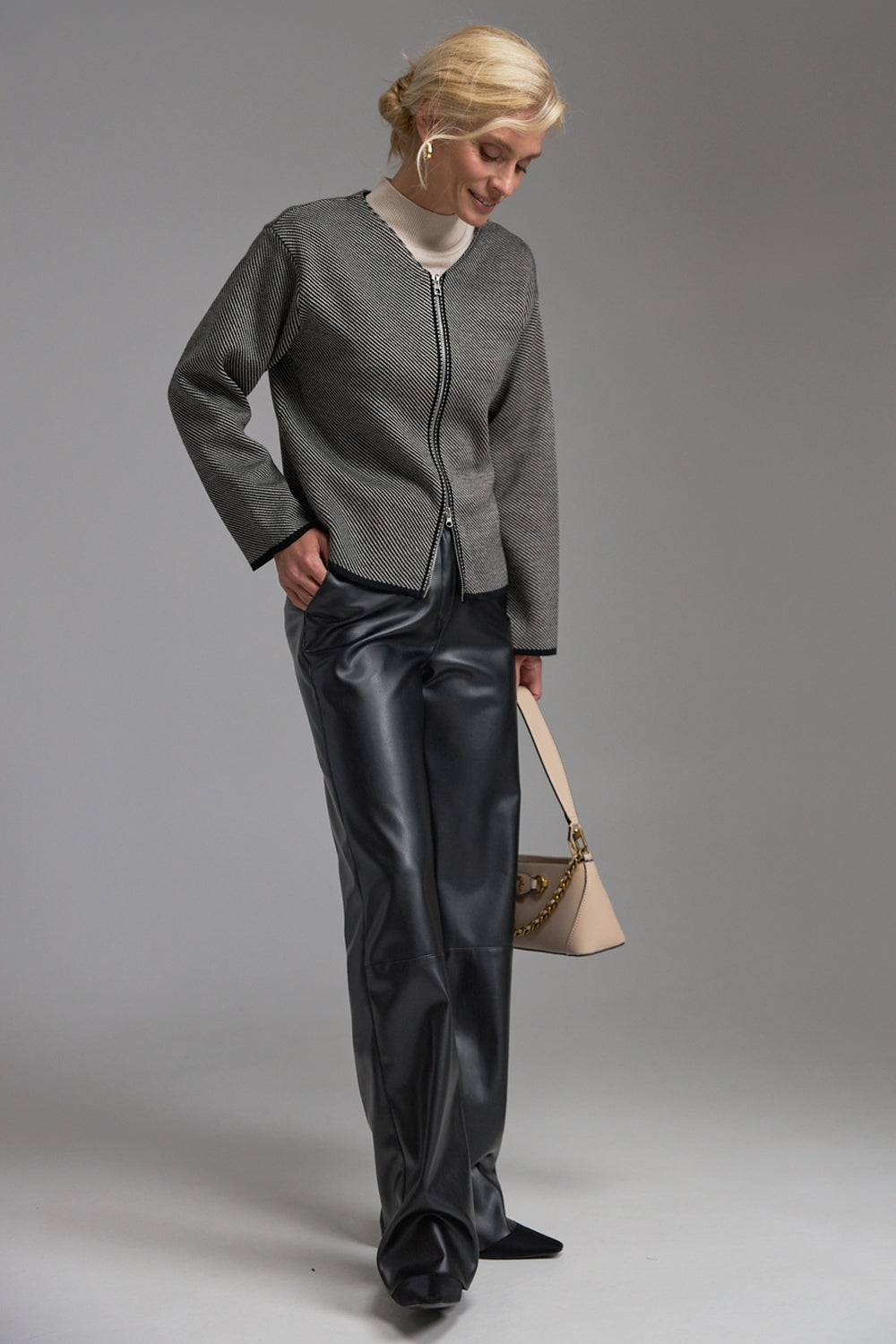 High Waist Straight Leg Faux Leather Pants