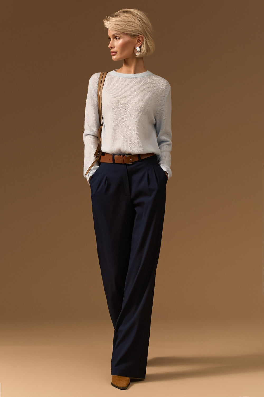 Women’s Wool Mid Rise Straight Leg Trousers