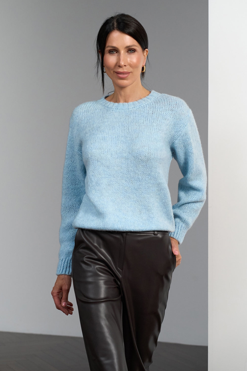 Women’s Wool Kid Mohair Semi Sheer Crew Neck Sweater