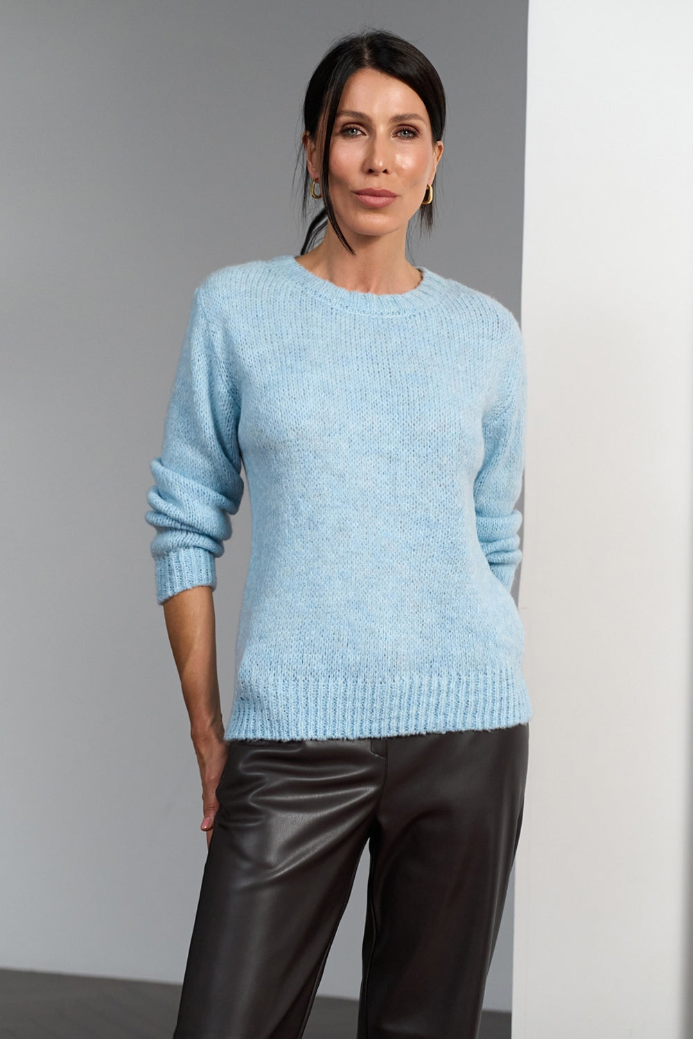 Women’s Wool Kid Mohair Semi Sheer Crew Neck Sweater