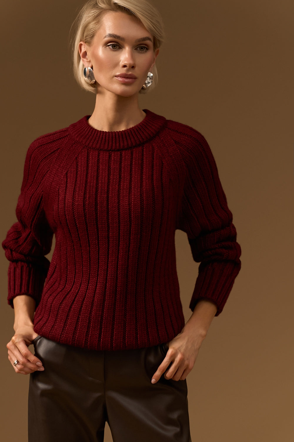 Women’s Wool Ribbed Knit Raglan Sweater