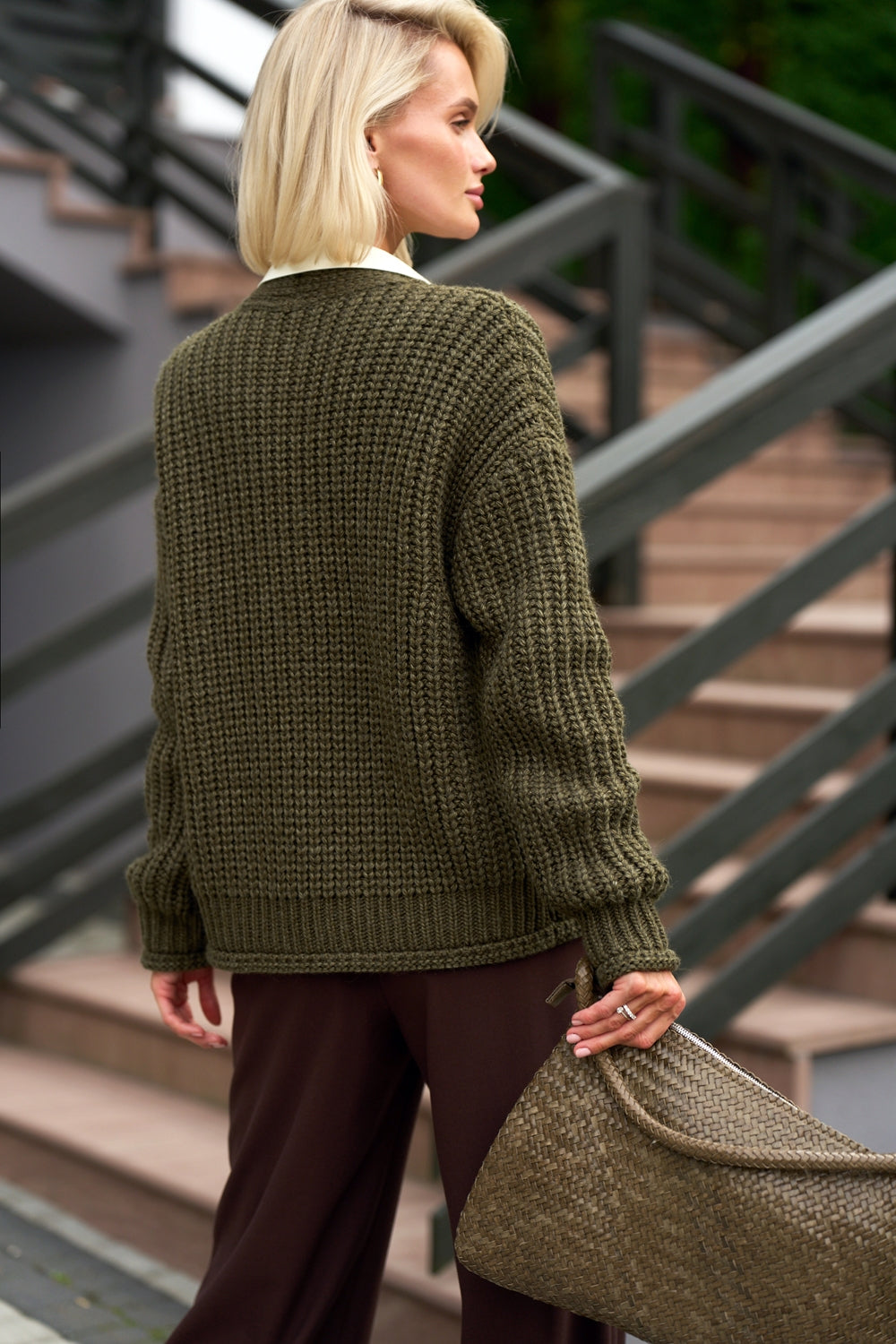 Women’s Chunky Knit Button Cardigan with Relaxed Fit