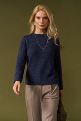 Women’s Baby Alpaca Wool Semi Sheer Crew Neck Sweater