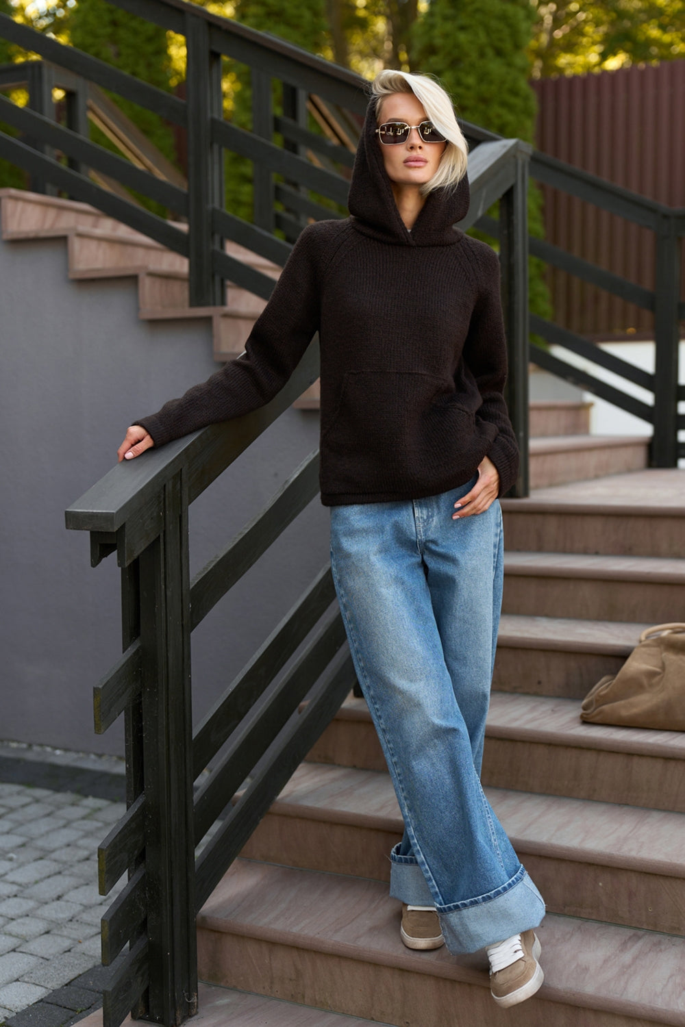 Women’s Baby Alpaca Wool Knit Raglan Hoodie