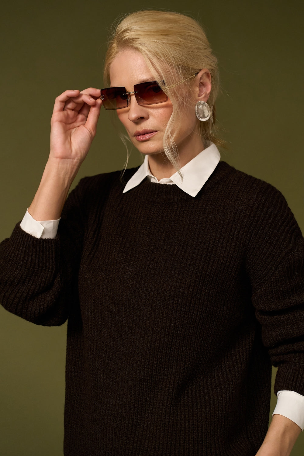 Women's alpaca wool sweater with smooth knit texture