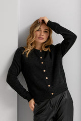 Wool Cashmere Cropped Button-Front Cardigan