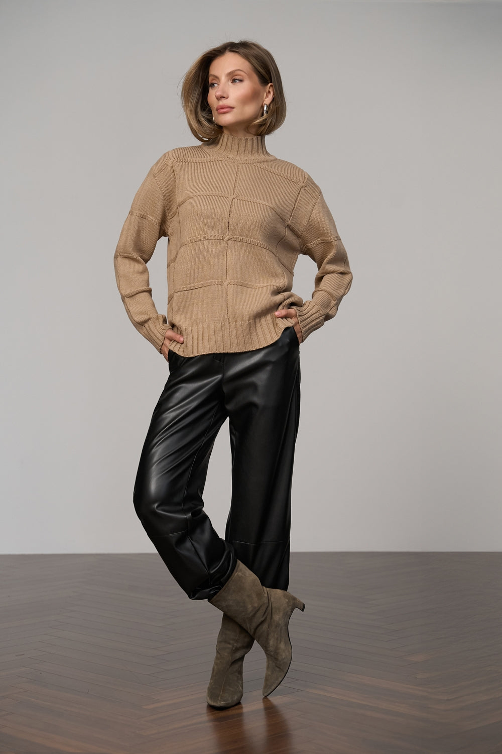 High Waist Straight Leg Faux Leather Pants