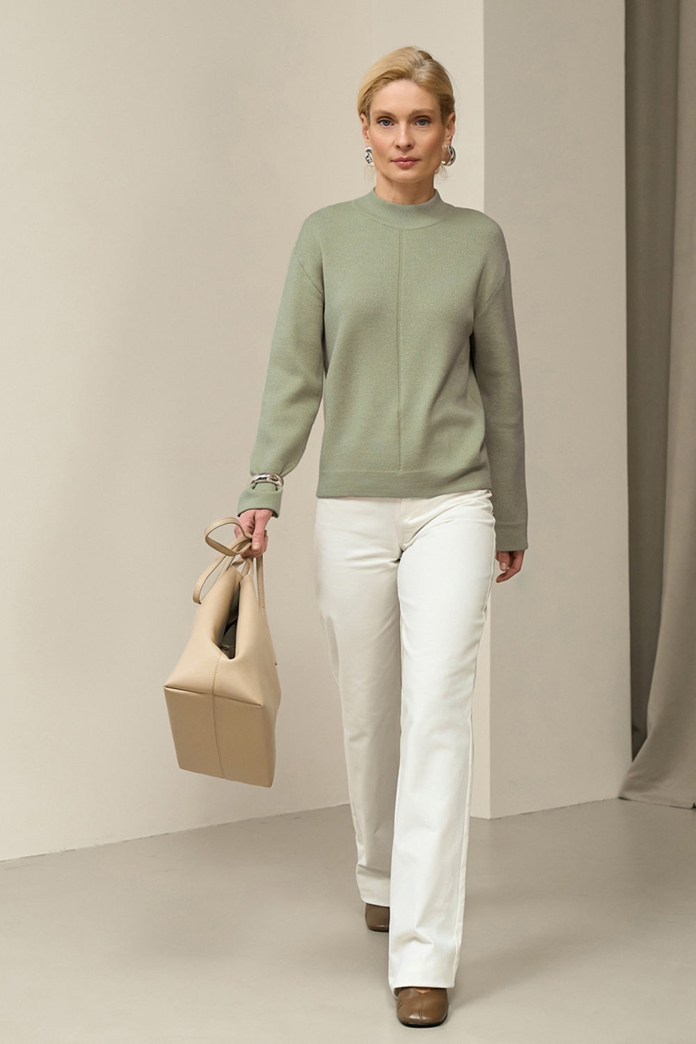 Modal Silk Mock Neck Knit Sweater