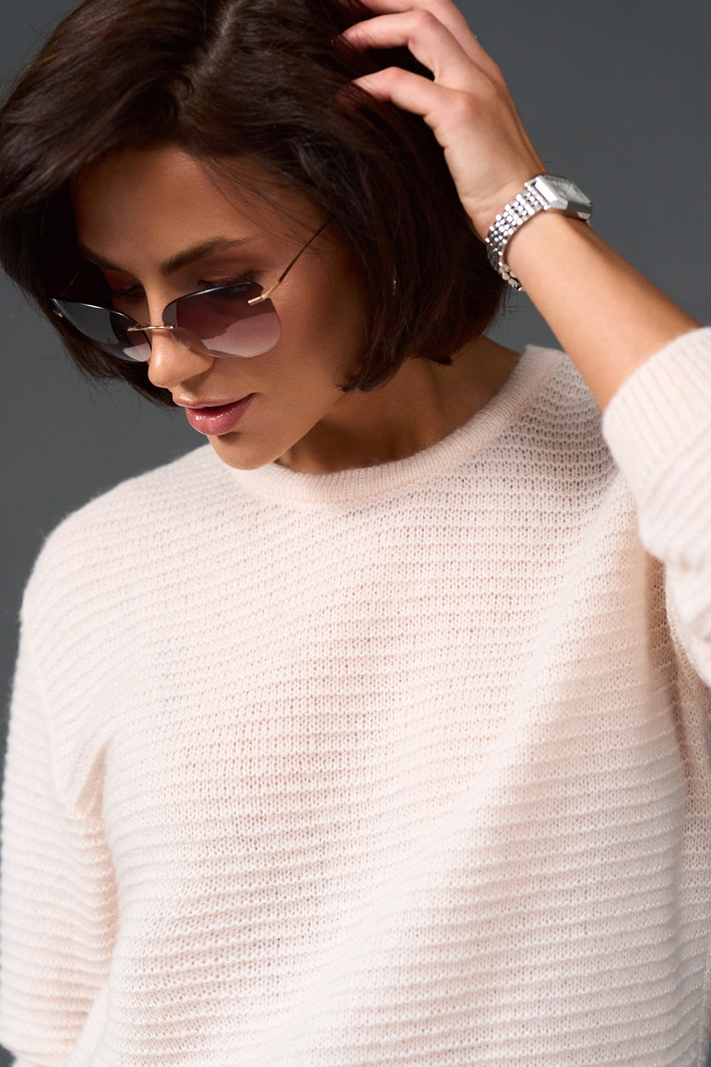 Baby Alpaca Merino Wool Textured Knit Sweater