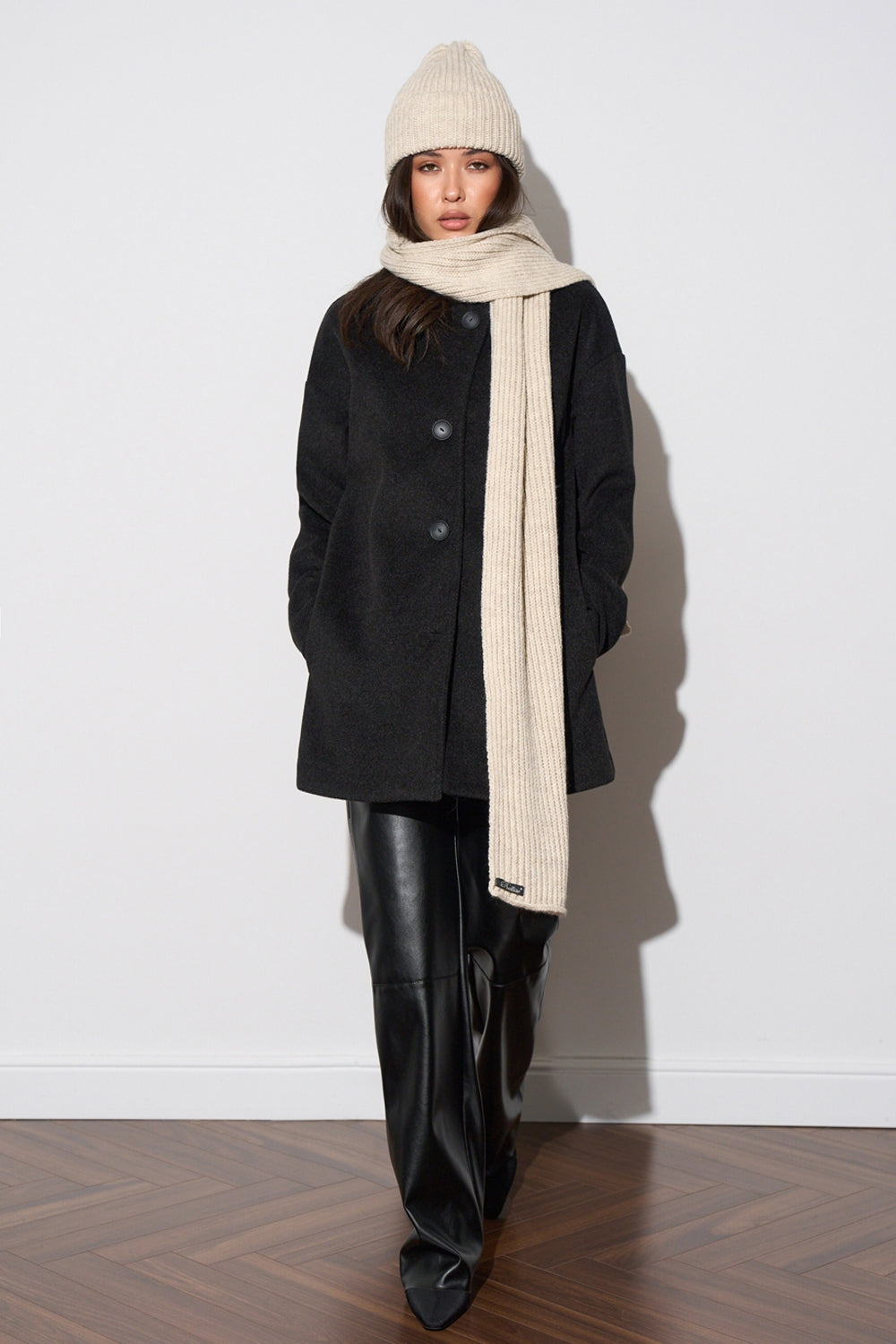 Women’s Wool Ribbed Knit Long Scarf