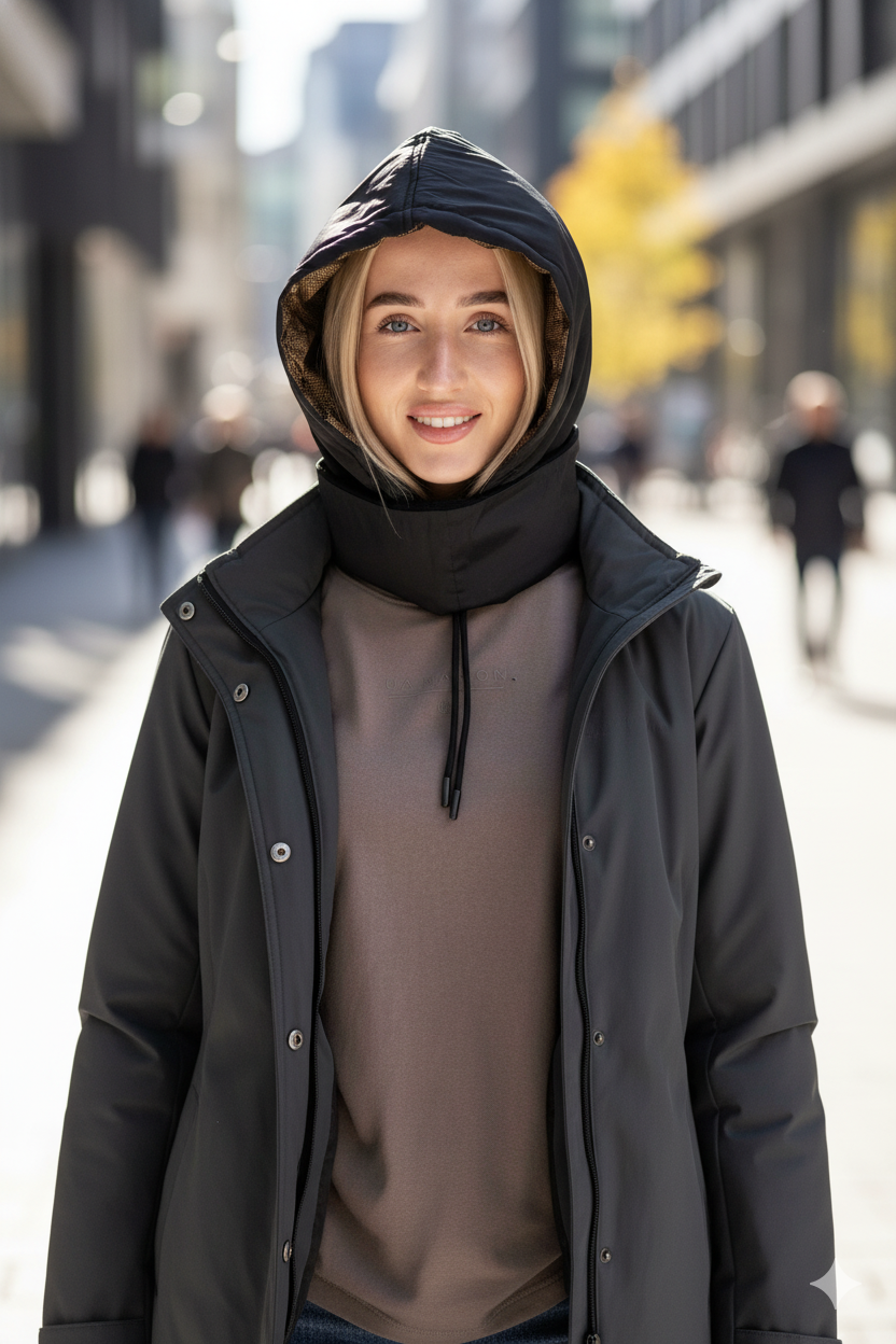 Bufanda con capucha de grafeno urbano