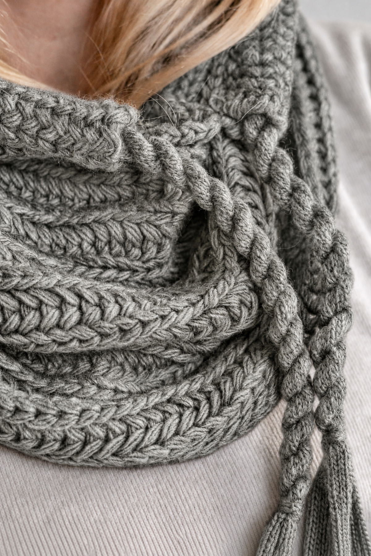 One size measurements for knit hooded scarf with neck warmer