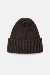 Chunky Wool Knit Beanie Hat, Bitter Chocolate