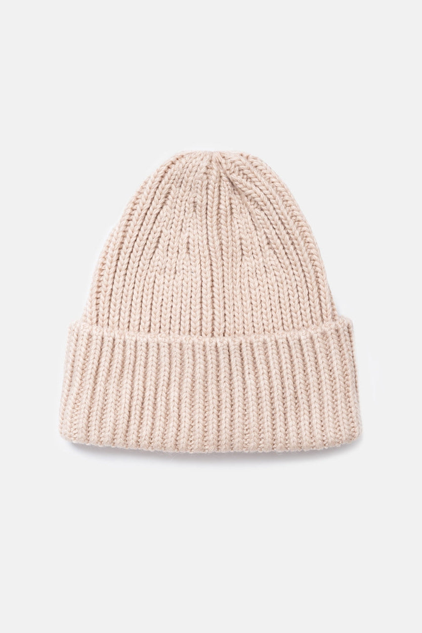 Chunky Wool Knit Beanie Hat, Pearl