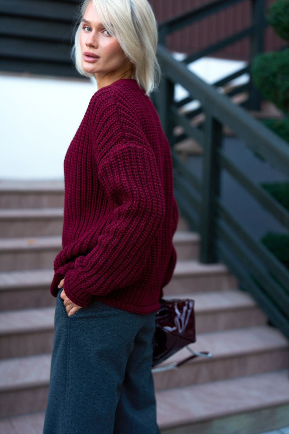 Women’s Chunky Knit Button Cardigan with Relaxed Fit