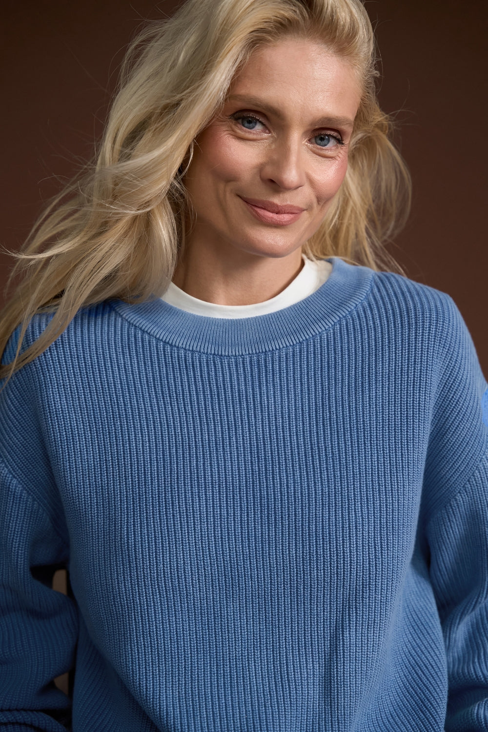 Classic Cotton Sweater, Dusty Blue