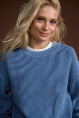 Classic Cotton Sweater, Dusty Blue