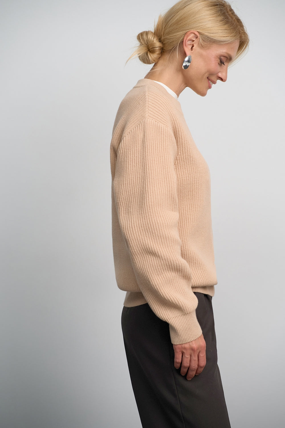 Cotton Bamboo Knit Sweater, Beige