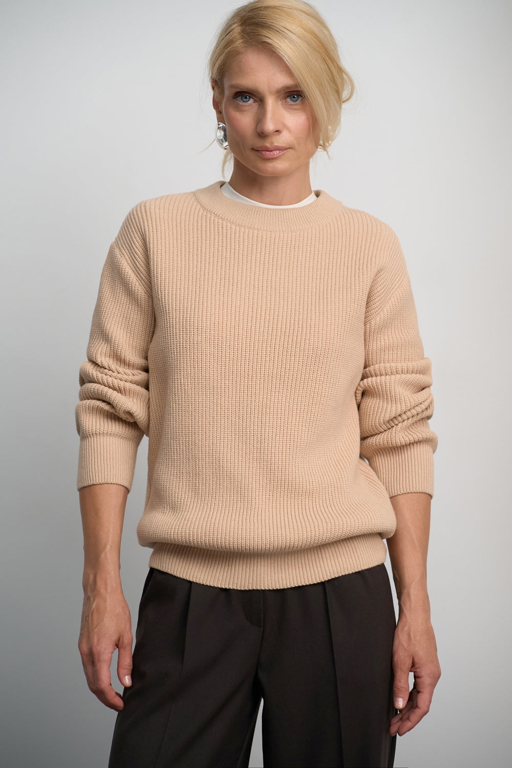 Cotton Bamboo Knit Sweater, Beige