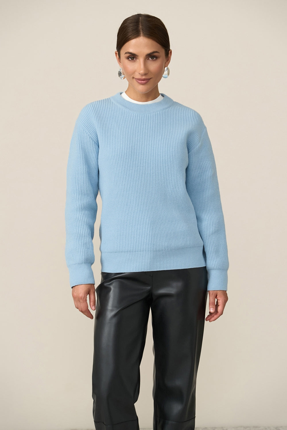 Strickpullover aus Baumwolle und Bambus, Himmelblau