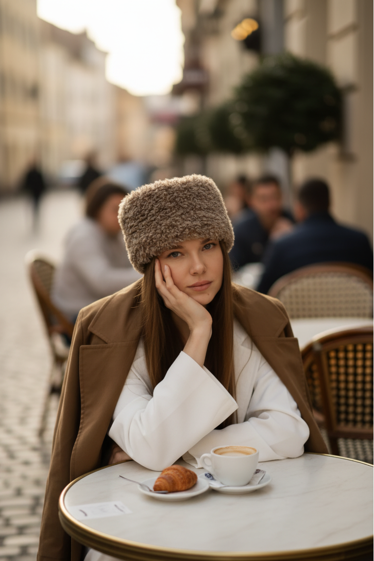 Women’s Winter Faux Fur Hat – Modern Style, Taupe