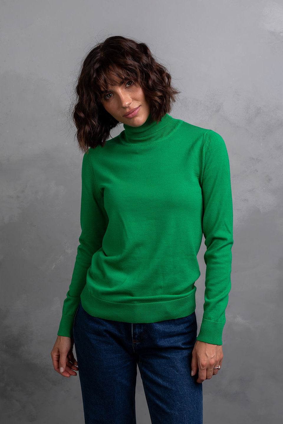 100% Wool Turtleneck Sweater, Green