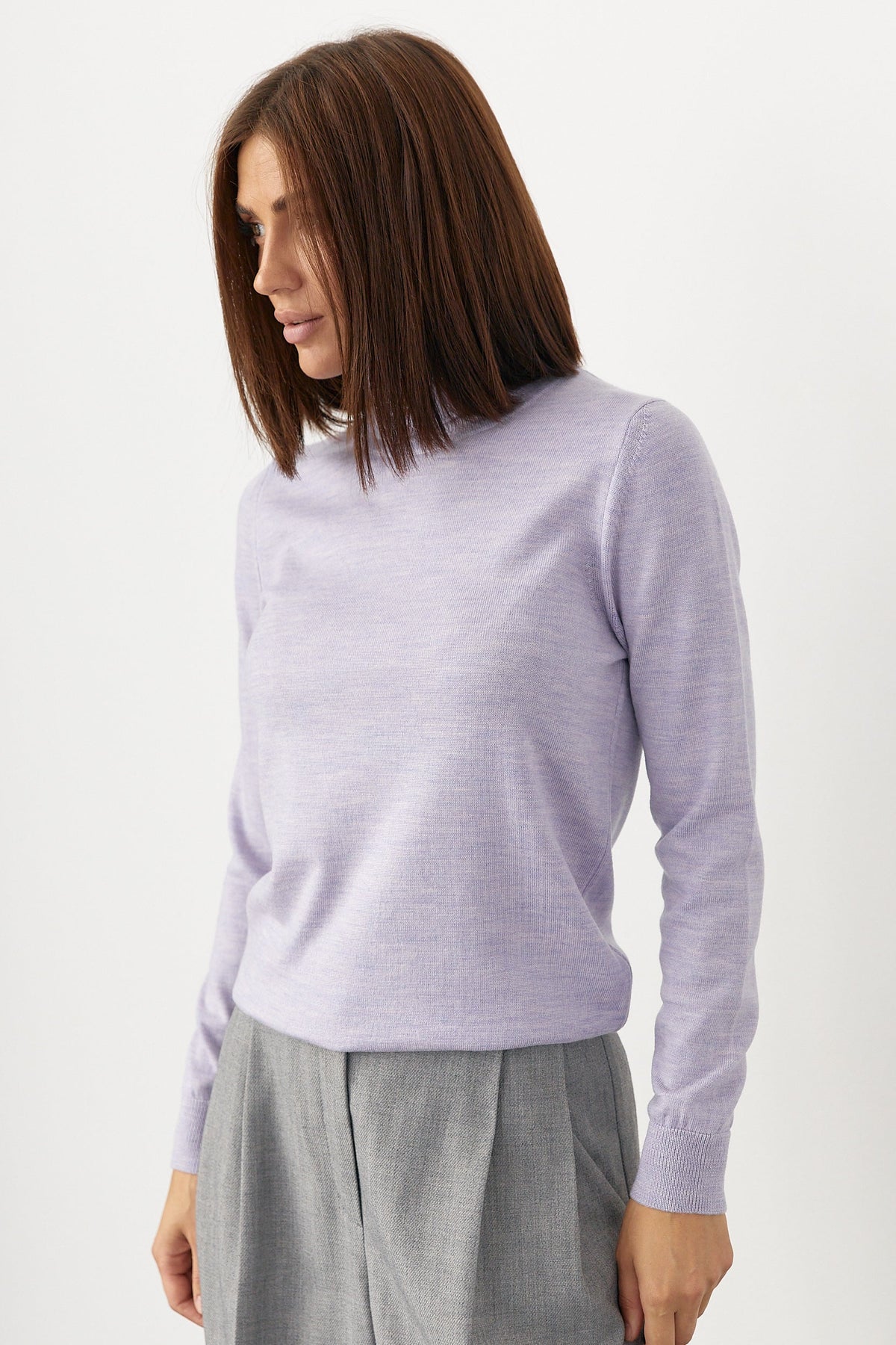 100% Wool Turtleneck Sweater, Lavender