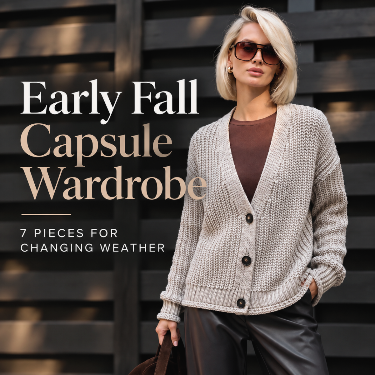 Knit cardigan styled for an early fall capsule wardrobe
