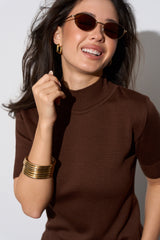 Cotton Short Sleeve Turtleneck Sweater