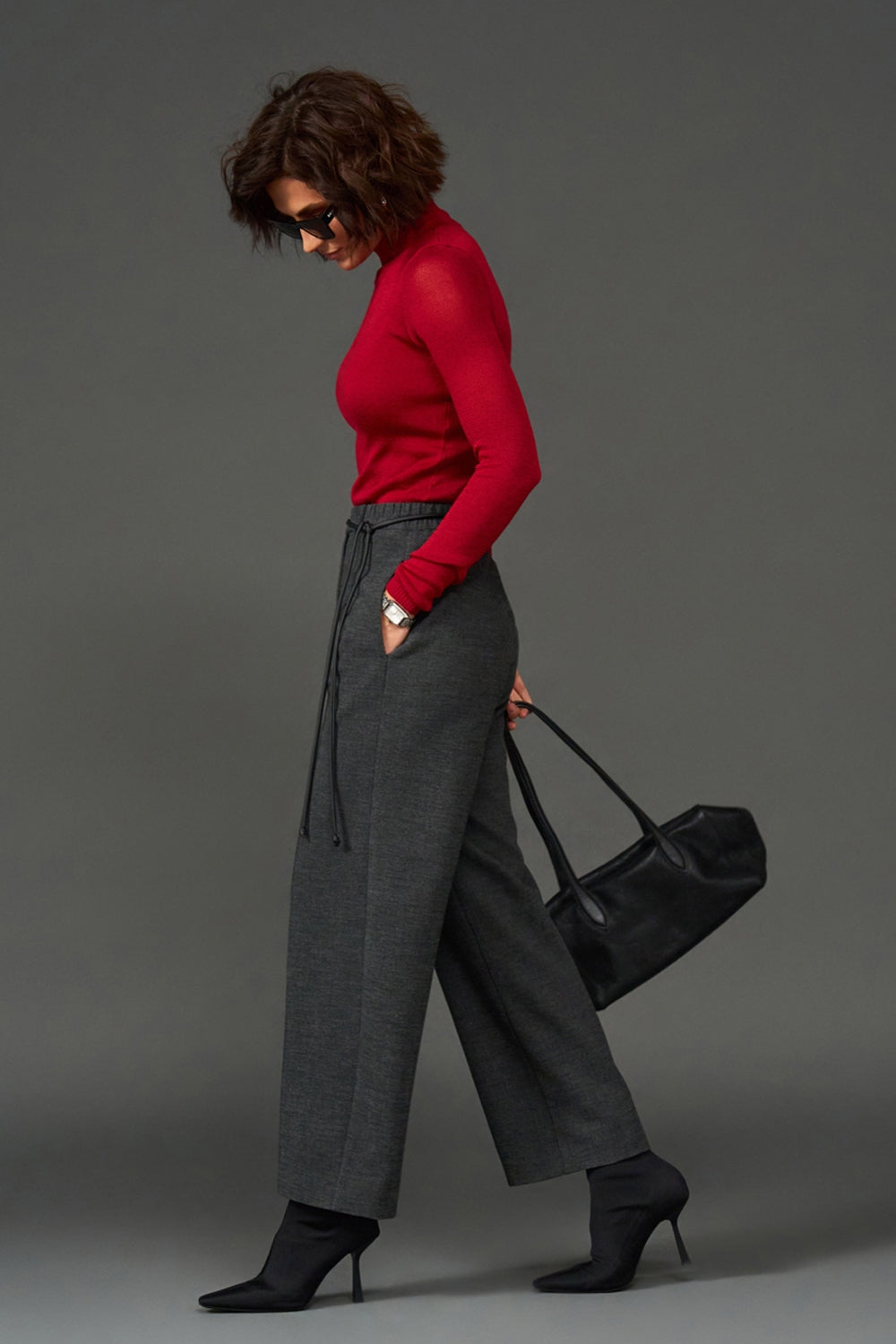 Alpaca Wool Straight-Leg Pants