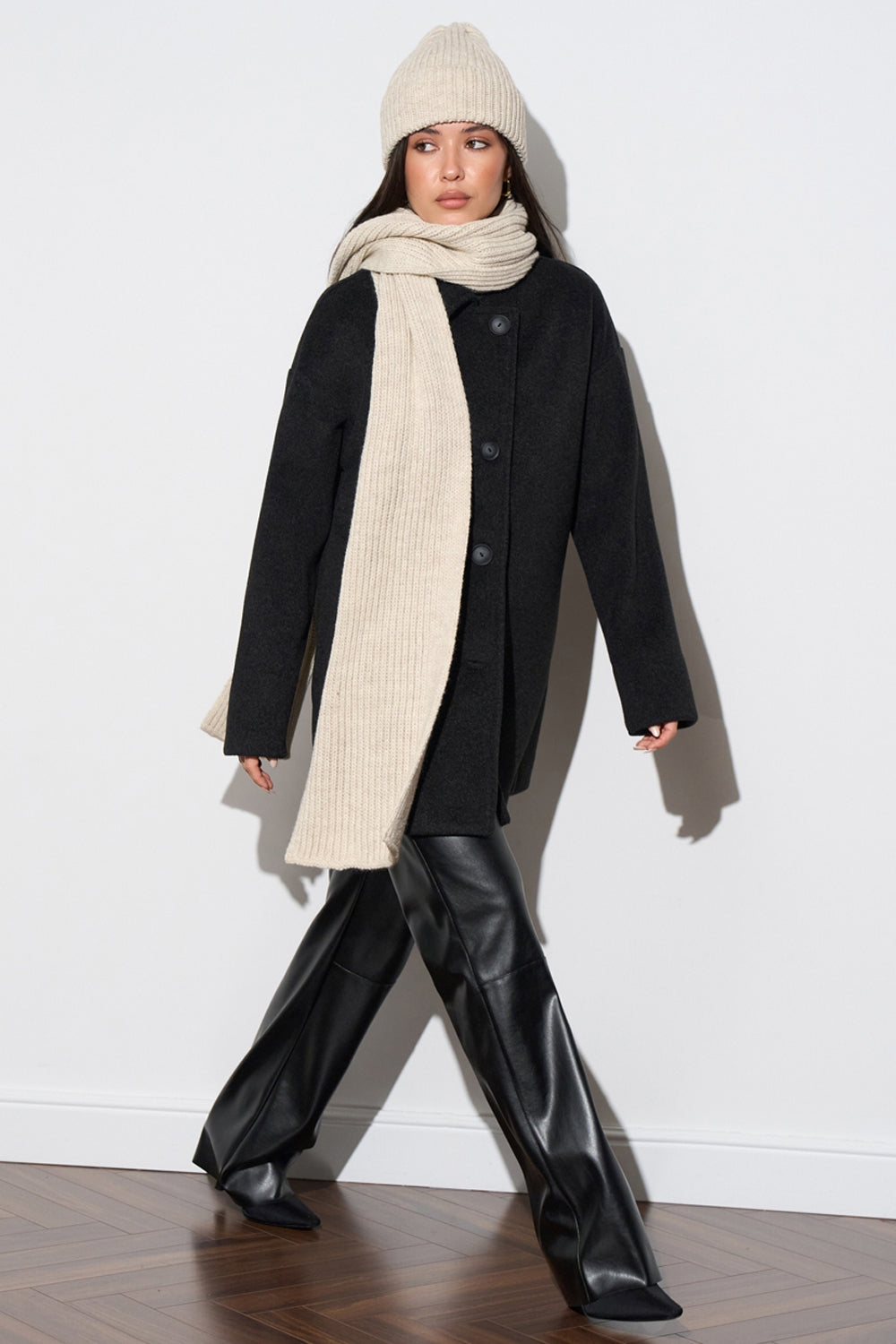 Women’s Wool Ribbed Knit Long Scarf